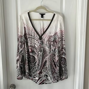 WHBM long sleeve v neck blouse